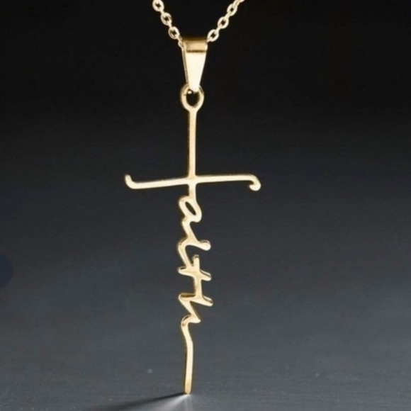 Private Label Jewelry - 14K gold plated Faith Cross Necklace 16” length with extender